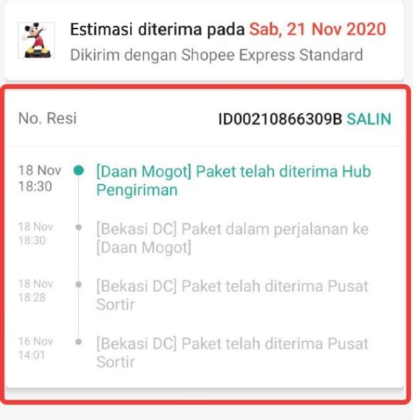 cara menghapus riwayat pesanan di Shopee