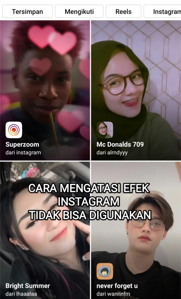 kenapa efek ig tidak bisa dipakai