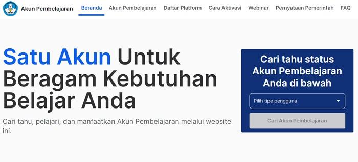 dashboard aktivasi akun pembelajaran daerah