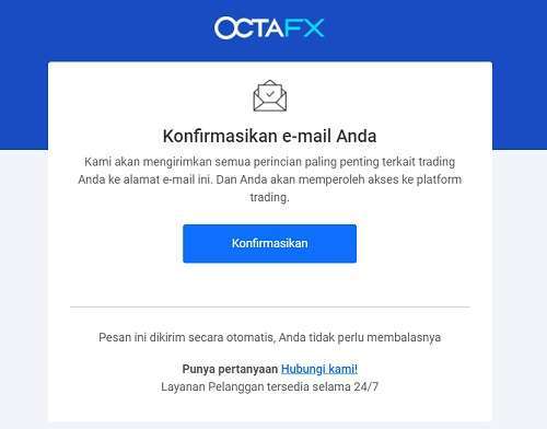 verifikasi email octafx