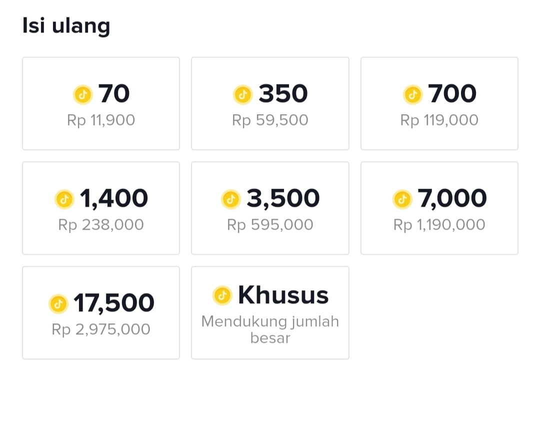 Isi koin tiktok