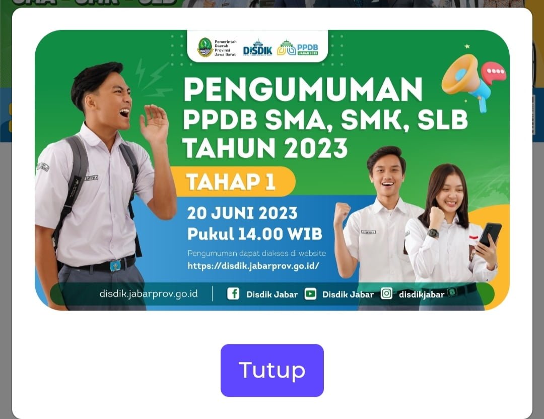 Pengumuman PPDB Jabar Tahap 1